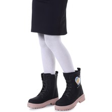 Kiko Kids Etil Zmrt Fermuarlı Kız Çocuk Bot Ayakkabı Siyah - Somon