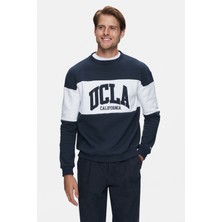 Ucla ARCHER Lacivert Bisiklet Yaka Pamuklu Nakışlı Loose Fit Erkek Sweatshirt