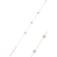 Söğütlü Silver Gümüş Rose Zirkon Taşlı Çiçek Bileklik SGTL12589ROSE