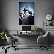 Gaagart Tekli Dikey Kanvas Duvar Tablosu Takım Elbiseli Atatürk