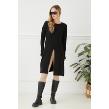 Nonamee Yırtmaçlı Siyah Modern Tunik