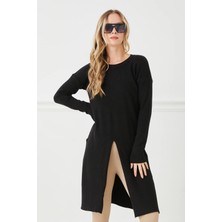 Nonamee Yırtmaçlı Siyah Modern Tunik