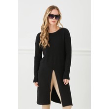 Nonamee Yırtmaçlı Siyah Modern Tunik