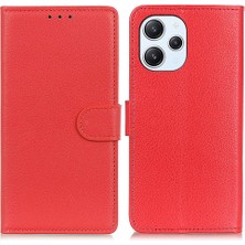 LR Joyful Xiaomi Redmi 12 4g Cüzdan Stand Kapağı Klasik Litchi Doku Pu Deri Deri Şok Geçirmez Telefon Kılıfı (Yurt Dışından)