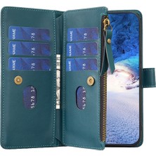 LR Joyful Xiaomi Redmi 9A Fingerprint Anti-Farerint Telefon Kapağı Fermuarlı Pu Deri Cüzdan Stand Telefon Kılıfı (Yurt Dışından)