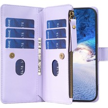 LR Joyful Xiaomi Redmi 9A Fingerprint Anti-Farerint Telefon Kapağı Fermuarlı Pu Deri Cüzdan Stand Telefon Kılıfı (Yurt Dışından)