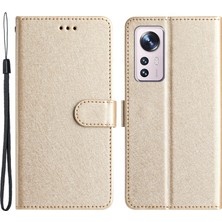 LR Joyful Xiaomi 12 Pro 5g / 12S Pro 5g Deri Kapak Ipek Doku Cüzdan Telefon Stand Kılıfı Bilek Kayışı (Yurt Dışından)