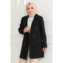 Klasik Çizgili Blazer Ceket Siyah 6110