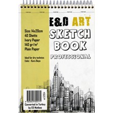 E&D Art Sketch Book Professional 14x20cm 40yp 140gr Eskiz Çizim D