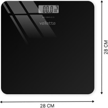 Valletta Echo Pil Hediyeli Dijital Cam Baskül Tartı 180 Kg Lcd Ekranlı Siyah