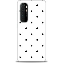 Kılıf Evreni Xiaomi Mi Note 10 Lite Kılıf Hd Baskılı Kılıf - Siyah Kalpler + 9h Nano Ekran Koruyucu