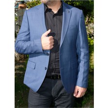 Erkek Spor Ekose Ince Desenli Gri Renk Ceket 1400