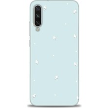 Xiaomi Mi A3 Kılıf Hd Baskılı Kılıf - Beyaz Şimşekler + 9h Nano Ekran Koruyucu