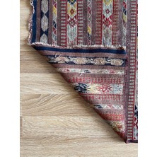 Kilim 82x170 Cm Kırmızı Renkli El Dokuma Türk Antik Kilimi Yıkanabilir Etnik Yolluk