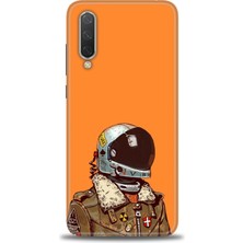 Kılıf Evreni Xiaomi Mi 9 Se Kılıf Hd Baskılı Kılıf - Turuncu Astronot + 9h Nano Ekran Koruyucu