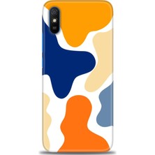 Kılıf Evreni Xiaomi Redmi 9A Kılıf Hd Baskılı Kılıf - Turuncu Lekeler + 9h Nano Ekran Koruyucu