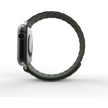 Mobicas Apple Watch 10 (46MM) Uyumlu Mıknatıslı Silikon KORDON-122 Siyah-Yeşil