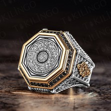 Takılingo 925 Ayar Gümüş Inşirah Suresi Işlemeli  Zirkon Taş Detaylı Usta Işi Erkek Yüzük