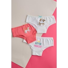 Kız Çocuk 3'lü Paket Puantiye Slip Ekru