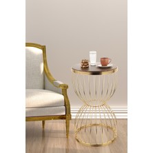 Begüsa Venezia Sehpa Gold Kaplama Ceviz Ahşap