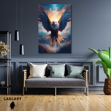 Gaagart Tekli Dikey Kanvas Duvar Tablosu Karşıdan Kanatlarını Açmış Kartal