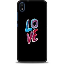 Xiaomi Redmi 7A Kılıf Hd Baskılı Kılıf - Renkli Love + 9h Nano Ekran Koruyucu