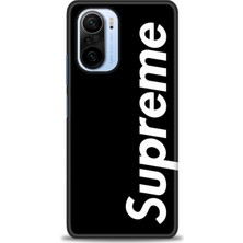 Xiaomi Redmi K40 Kılıf Hd Baskılı Kılıf - Supreme Siyah + 9h Nano Ekran Koruyucu