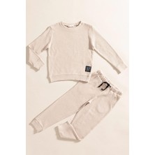 For You Kids 2'li Pamuk Waffle Sweat Jogger Taş Alt Üst Takım