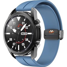 Megafox Teknoloji Samsung Galaxy Watch 5/5 Pro 40-44-45 (20 Mm) Uyumlu Kordon Silikon Magnetik Toka Spor Kayış, Mavi