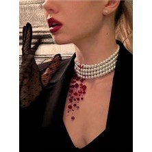 Lovisa Accessories Halloween Cadılar Bayramı Vampir Kan Görünümlü İnci Kolye