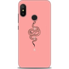 Kılıf Evreni Xiaomi Mi A2 Lite Kılıf Hd Baskılı Kılıf - Pembe Yılan + 9h Nano Ekran Koruyucu