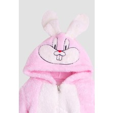 Chicsy Baby Kışlık Tatlı Peluş Tavşan Nakışlı Kapüşonlu Welsoft  Tulum