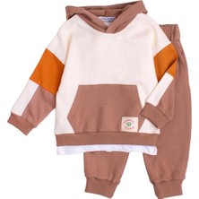 Chicsy Baby Tarz Tişört Detaylı Oversize  Alt Üst Bebek Çocuk Kapüşonlu Eşofman Takımı