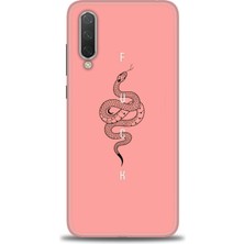 Xiaomi Mi 9 Lite Kılıf Hd Baskılı Kılıf - Pembe Yılan + 9h Nano Ekran Koruyucu