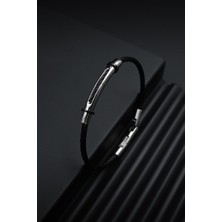 Frnch 316L Çelik Italyan Model Siyah-Gümüş Renk Erkek Bileklik FRJ12262-3262-B2A