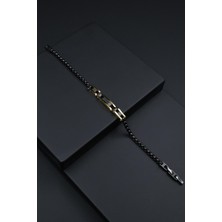 Frnch 316L Çelik Italyan Model Siyah-Altın Renk Erkek Bileklik FRJ12278-3278-B2G