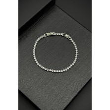 Frnch 3mm Zirkon Taşlı Beyaz Renk Tennis Erkek Bileklik FRJ12204-3204-A