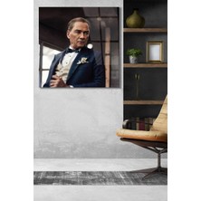 Home Dekors Atatürk Kare Cam Tablo, Ev Ofis Duvar Dekoru, Hediyelik Büyük Tablo Dekor