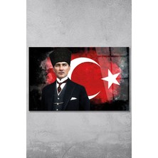 Home Dekors Atatürk Ve Türk Bayrağı Cam Tablo, Ev Ofis Duvar Dekoru,  Büyük Tablo Dekor