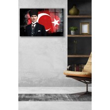 Home Dekors Atatürk Ve Türk Bayrağı Cam Tablo, Ev Ofis Duvar Dekoru,  Büyük Tablo Dekor