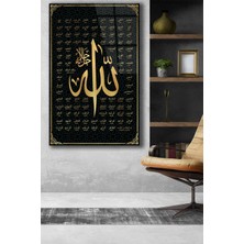 Home Dekors Allah'ın 99 Ismi Dini Cam Tablo, Ev Ofis Duvar Dekoru,  Büyük Tablo Dekor