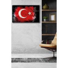 Home Dekors Türk Bayrağı Siyah Fonlu Cam Tablo Ev Ofis Salon  Büyük Boy