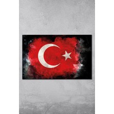 Home Dekors Türk Bayrağı Siyah Fonlu Cam Tablo Ev Ofis Salon  Büyük Boy