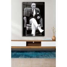 Home Dekors Atatürk Siyah Beyaz Cam Tablo, Ev Ofis Duvar Dekoru,  Büyük Tablo Dekor