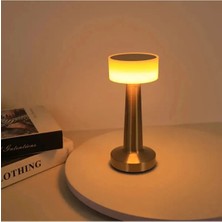 Amber LED Inci Şarj Edilebilir Taşınabilir Masa Lambası - Dokunmatik Aç/kapa ve Parlaklık Ayarı, 3 Renk Seçeneği