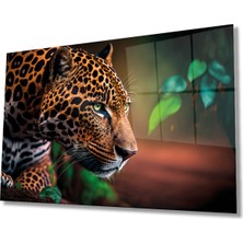 Home Dekors Jaguar Cam Tablo, Aslan Kaplan Ev Ofis Duvar Dekoru,  Büyük Cam Tablo