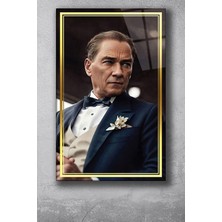 Home Dekors Yapay Zeka Atatürk Portresi Dikey Cam Tablo