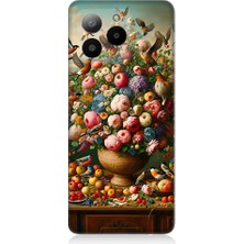 Teknomeg Omix X7 Uyumlu Çiçek Sepeti  Desenli Silikon Kılıf