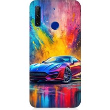 Teknomeg Huawei Honor 20 Lite Uyumlu Renkli Spor Araba  Desenli Silikon Kılıf