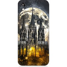 Teknomeg Huawei Honor 8s Uyumlu Ay ve Katedral  Desenli Silikon Kılıf